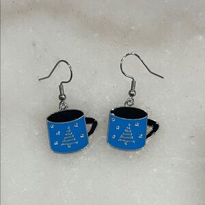 Blue and Silver Cup Earrings